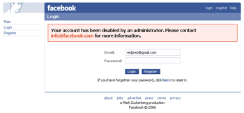 facebook - account disabled